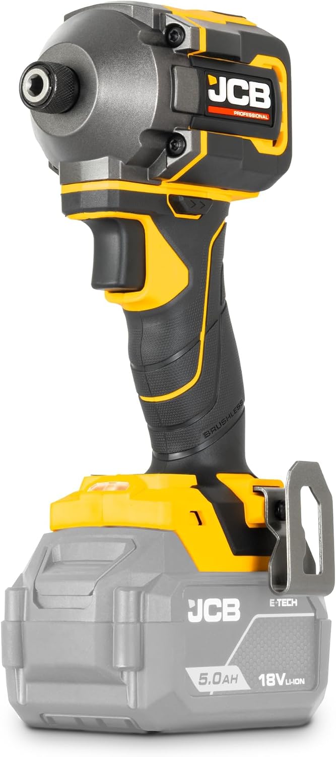 Pro 18V 3-Piece Kit, 75Nm Combi Drill, 230Nm Impact Driver, 115mm Angle Grinder, 2X 5Ah Batteries, 4.5A Fast Charger & Tool Bag - JCB-18PKIT-7 3-Piece Drill, Impact Driver & Angle Grinder Kit