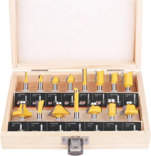 Router Bits Set of 15 Pieces 1/4 Inch Woodwork Tools for Beginners