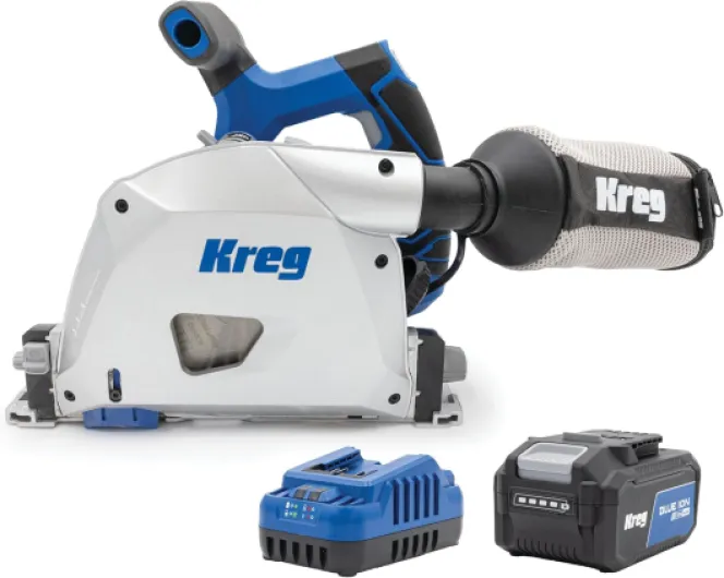 20V Ionic Drive 6 1/2" Plunge Cut Track Saw Kit - With 20V Blue Ion Charger & Blue Ion 2Ah Battery Pack - Can Be Paired with 62" Guide Track - Saw Cutting System - KPTBPS100A