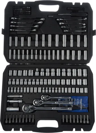 Mechanic's Socket Tool Set With Case, SAE and Metric Sizes, 201-Piece 201 Piece Black, Silver
