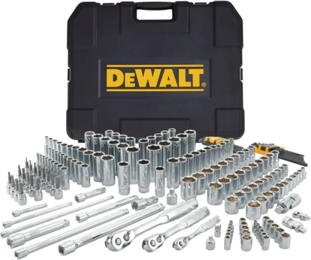 Mechanics Tool Set, SAE and Metric Socket Wrench Set, Drive Sizes 1/2, 1/4, 3/8 Socket Set, 192-Piece Tool Box (DWMT75049)