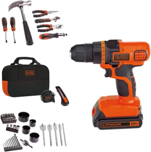 BLACK+DECKER 20V MAX 68-Piece Cordless Drill and Home Tool Project Kit with Tool Storage Bag (LDX120PK) 20V Home Tool Kit