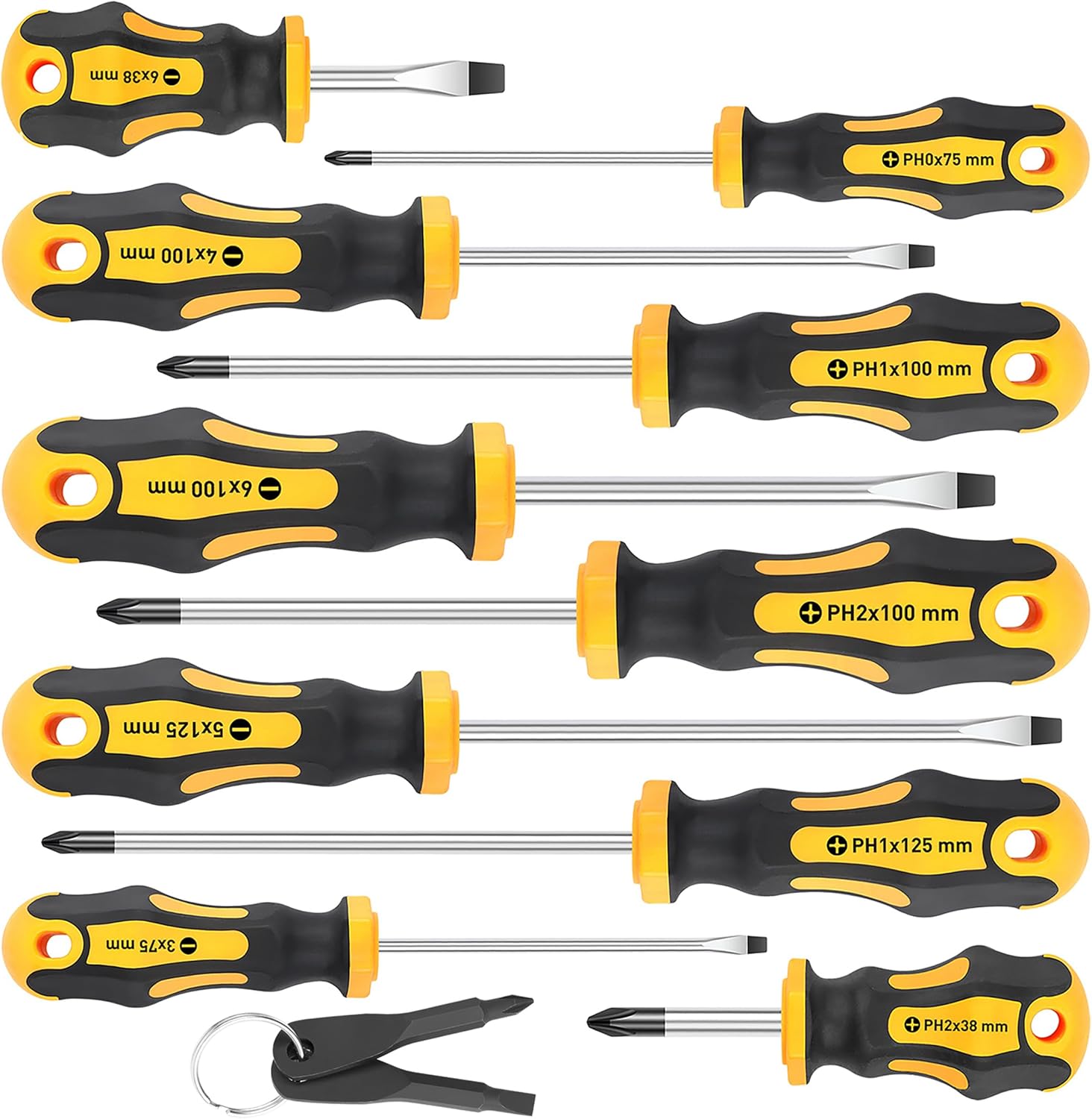 10-Piece Magnetic Screwdrivers Set, 5 Phillips and 5 Slotted Tips Professional Cushion Grip Screwdriver Set 10-Piece Screwdrivers Set