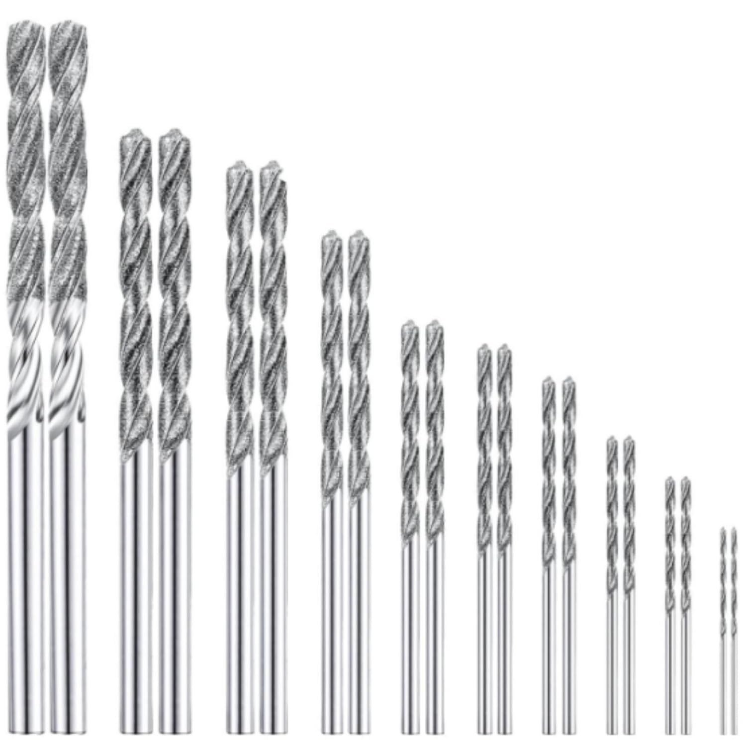 Honoson 20 Pieces Diamond Drill Bits Set for Stone Twist Tip Drill Bit Heavy Duty Micro Set for Glass Tile Jewelry 0 - 8 mm 1 - 0 mm 1 - 2 mm 1 - 5 mm 1 - 8 mm 2 - 0 mm 2 - 5 mm 3 - 0 mm 3 - 5 mm 4 - 0 mm