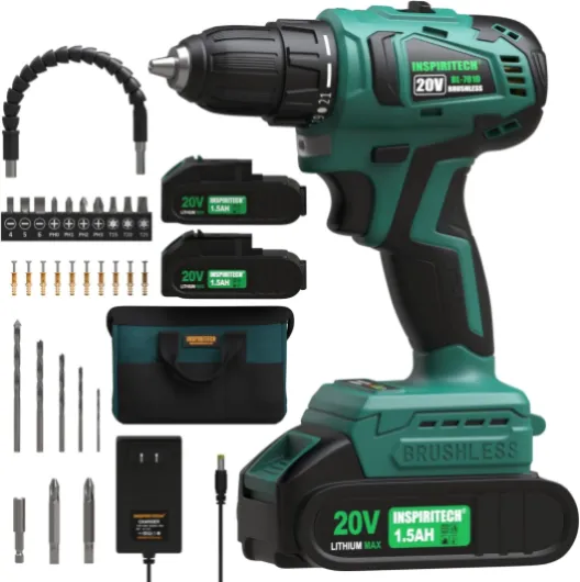 20V Cordless Brushless Power Drill Set with 2 Batteries and Charger,3/8-Inch Chuck Electric Drill-Driver,22 Torque Setting,Drilling/Driver Bits and Tool Bag Included BL7010