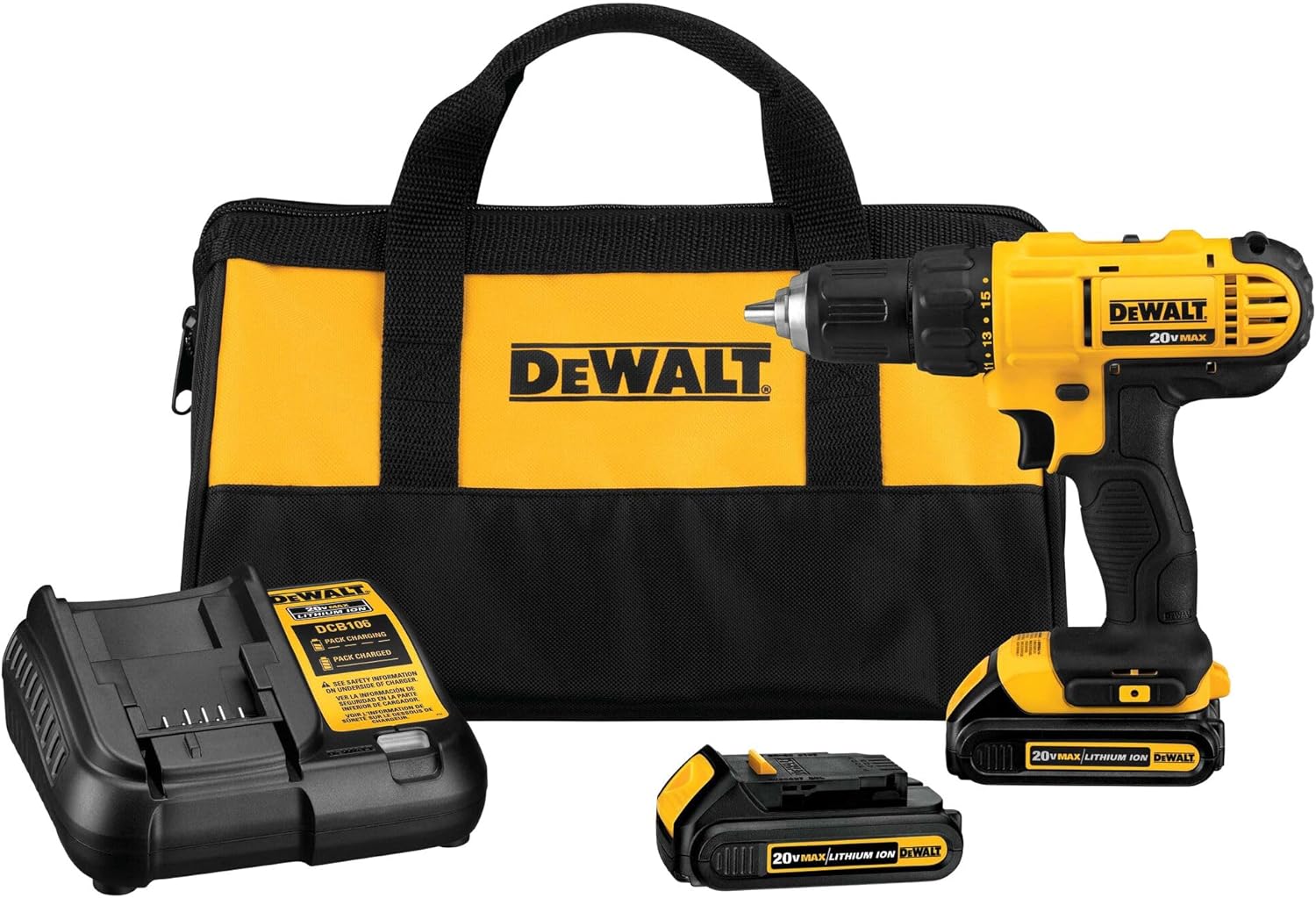 20V Max Cordless Drill/Driver Kit, 2 Batteries and Charger Included (DCD771C2) Compact Drill/Driver