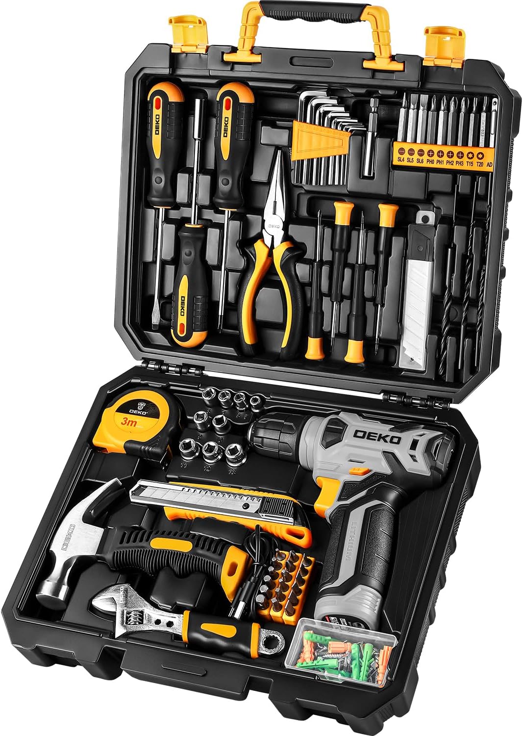 Tool Set：Tool Kit with 8V Cordless Drill,Tool Box with Drill,Hand Drill Set for Men & Women,Home Tool Kits for House Repair,Handyman,DIY 126 Piece Gray