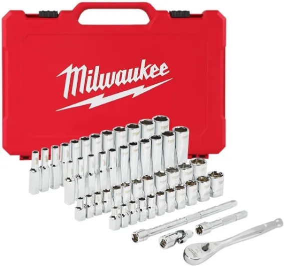Milwaukee Electric Tools MLW48-22-9004 1/4In Ratchet & Socket Set - SAE & Metric