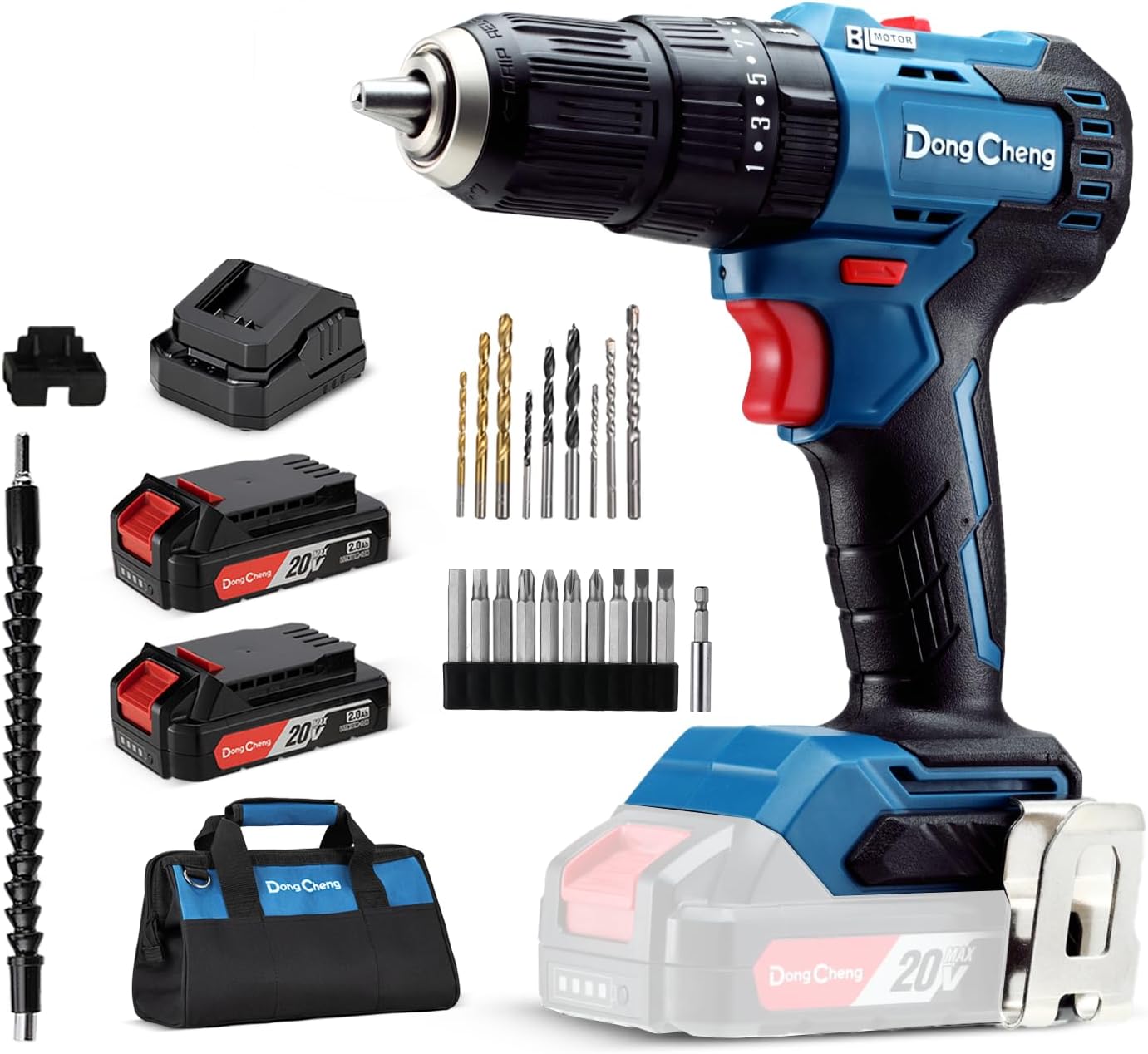 20V Brushless Heavy-duty Impact Drill, 443 in-lbs, 27000 IPM, 1/2" Keyless Metal Chuck, 20+1+1 Clutch, Cordless Hammer Drill with 2 Battery Kit for Drilling Brick Wall, Metal, Wood 443in-lbs Impact Drill