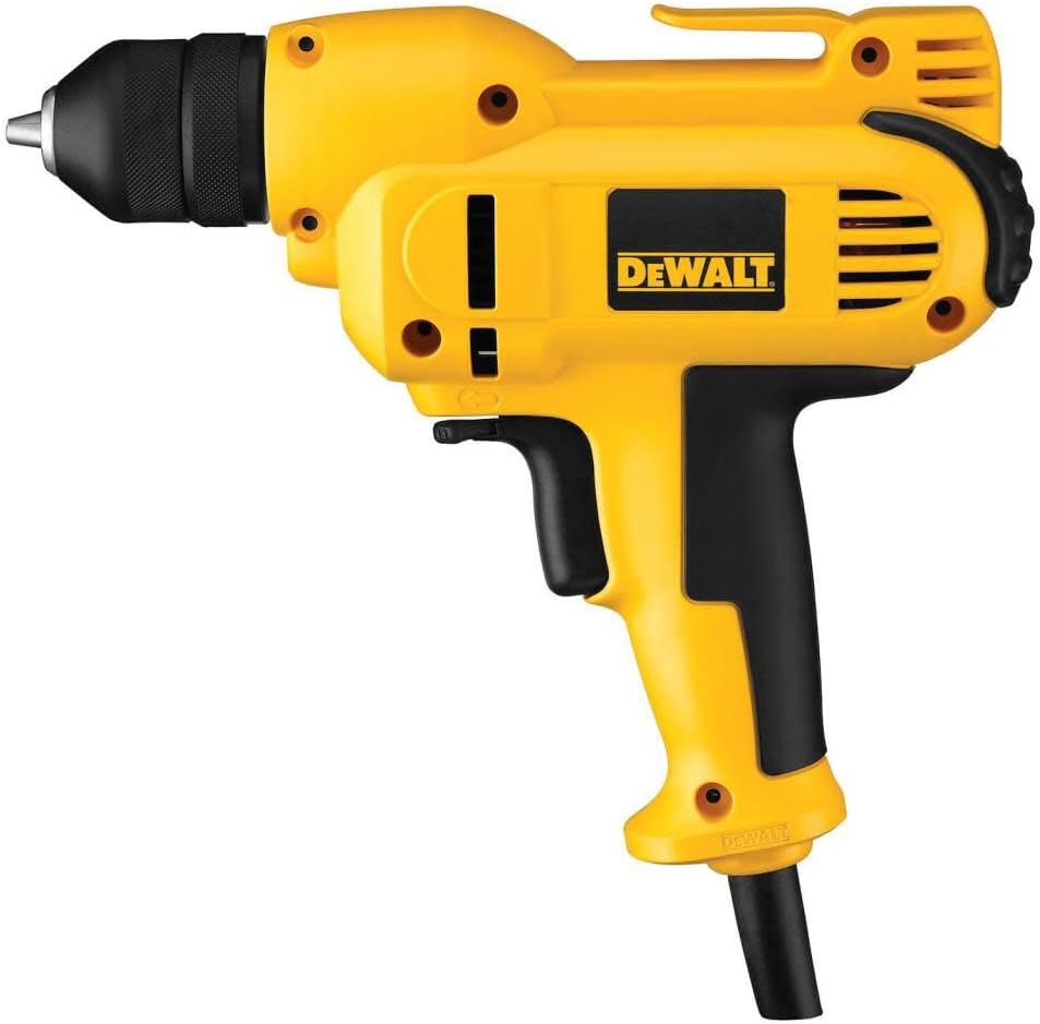 Drill, 8.0-Amp, 3/8-Inch, Variable Speed Trigger, Mid-Handle Grip for Comfort, Corded (DWD115K ) Corded Drill