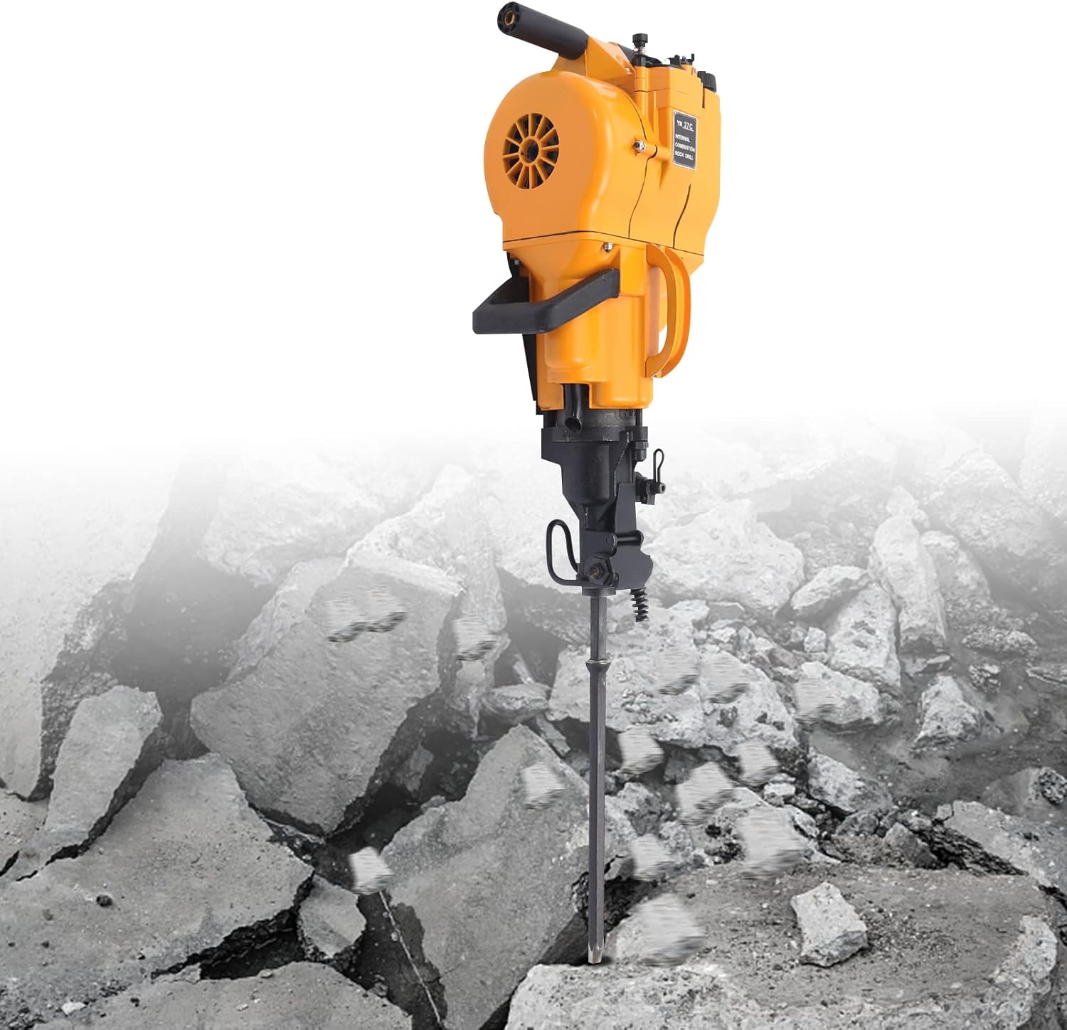Gasoline Demolition Jack Hammer, 2-stroke Gasoline Concrete Breaker Drill, Rock Breaker Hammer, Gasoline Rock Drill, Internal Combustion Rock Drill, Gasoline Hammer Drilling Machine 185cm³/11.29in3