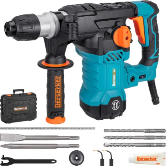 1-1/4" SDS-Plus Rotary Hammer Drill with Vibration Control,Safety Clutch,12.5 Amp 4 Functions Corded Rotomartillo for Concrete-Including 3 Drill Bits,Flat Chisel,Point Chisel,Carrying Case