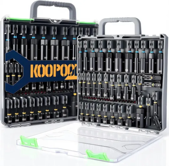 Magnetic Impact Nut Driver Set, Metric & SAE Driver Bit Set with Socket Adapters, Bit Holder, Wing Nut Driver, Universal Sockets, Quick Release Extension, Power Bits 55pcs Assorted