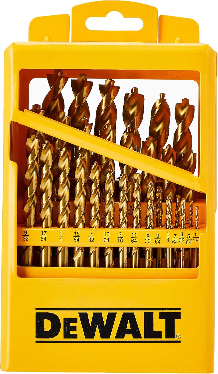 Titanium Nitride Coated Drill Bit Set with Pilot Point, 29-Piece (DW1369)
