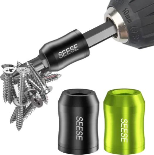 Strong Magnetic Screw Ring: 1/4 Inch/ 6.35 mm Universal Magnetic Screw Holder - Removable Magnetic Screwdriver Drill Bit Holder for Hex Screwdriver and Power Bits(2 Pcs)