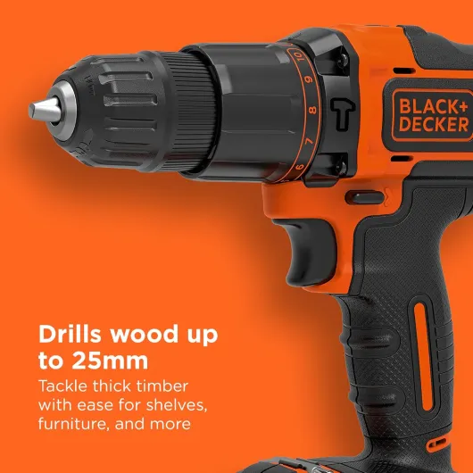 BLACK+DECKER 18V Hammer Drill with Battery, Charger, and Kitbox, BCD700S1K-GB 1 Battery Single