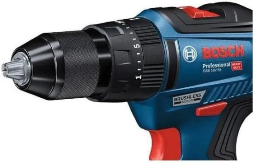 Bosch Professional 18V System Cordless Combi Drill GSB 18V-55 (incl - 2X GBA 2.0Ah Batteries, Charger 18V-40, L-BOXX 136)