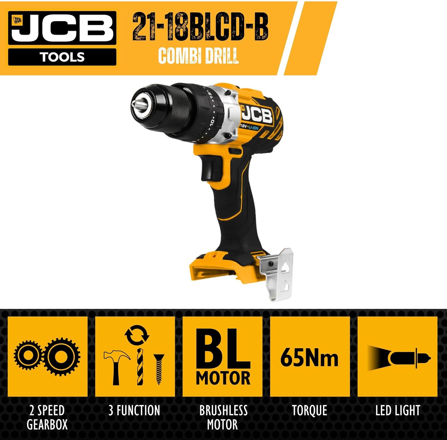 18V Brushless Cordless Combi Drill Driver with Multipurpose Drill Bit Set, 4.0Ah Li-ion Battery, Fast Charger, Variable Speed & LED Light, 3 Year Warranty Body + 4AH Battery + Charger