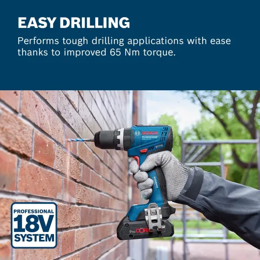 Bosch Professional 18V System Cordless Drill Driver GSB 18V-65 (Brushless Motor, Head Length 175, incl - 2X ProCORE18V 4.0Ah Batteries, Charger GAL 18V-40, L-BOXX) GSB 18V-65 (2x PC 4.0Ah, GAL 18V-40, L-BOXX)