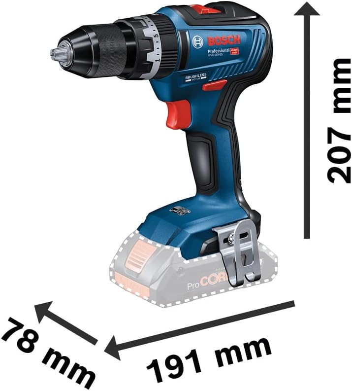 18V System Cordless Combi Drill GSB 18V-55 (incl - 2X ProCORE18V 4.0Ah Batteries, Charger 18V-40, L-BOXX 136)