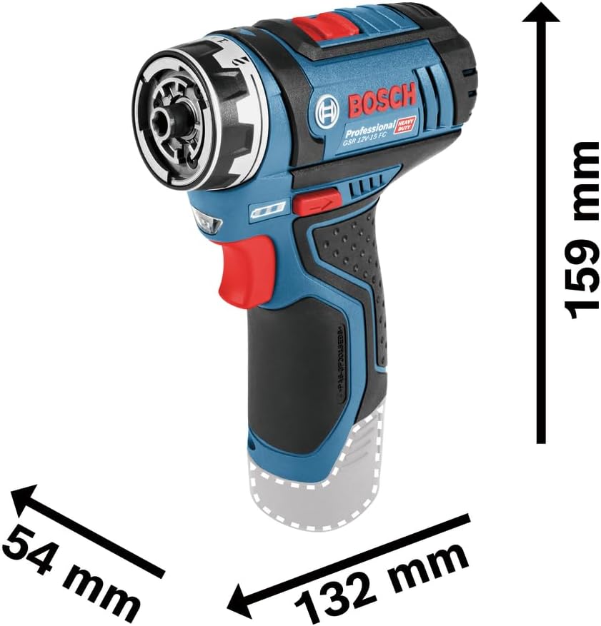 12V System Cordless Drill Driver GSR 12V-15 FC (2X Battery GBA 12V 2.0Ah, Charger GAL 12V-40, 4X Adapter (GFA 12-B, GFA 12-X, GFA 12-W, GFA 12-E, L-BOXX 102) in carrying case 2x2.0Ah battery